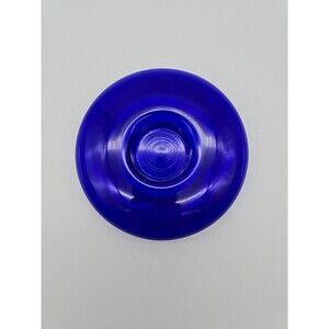 Vintage Cobalt Blue Glass Votive Candle Holder Round Elegant 5.5” Dia Sleek